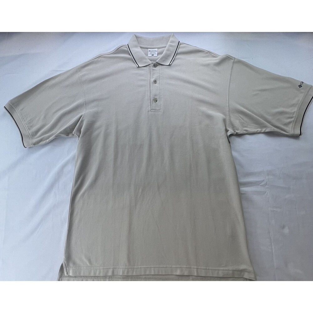 Columbia Sportswear Mens Solid Tan Short Sleeve Casual Golf Polo Shirt Size L
